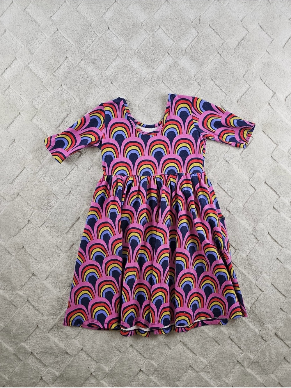 Hanna Andersson Rainbow Print Dress Girls Size 8 Youth
